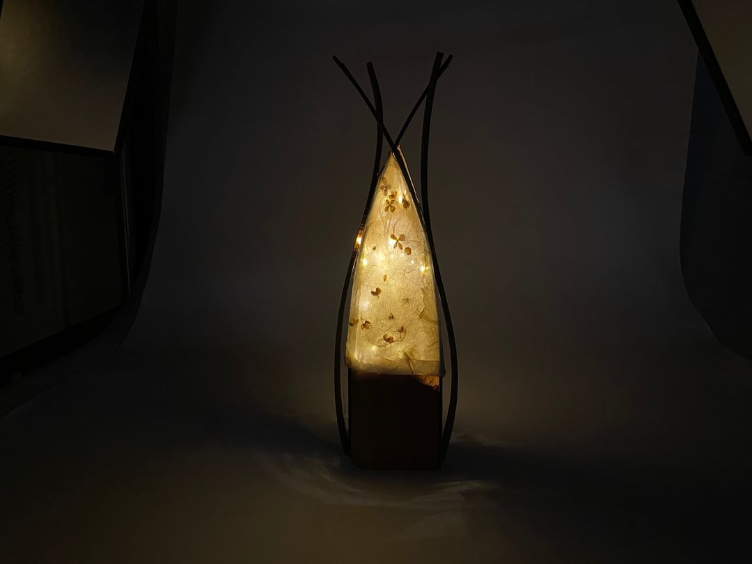 Wooden Lamp (Handmade Paper Lamp Shade)
